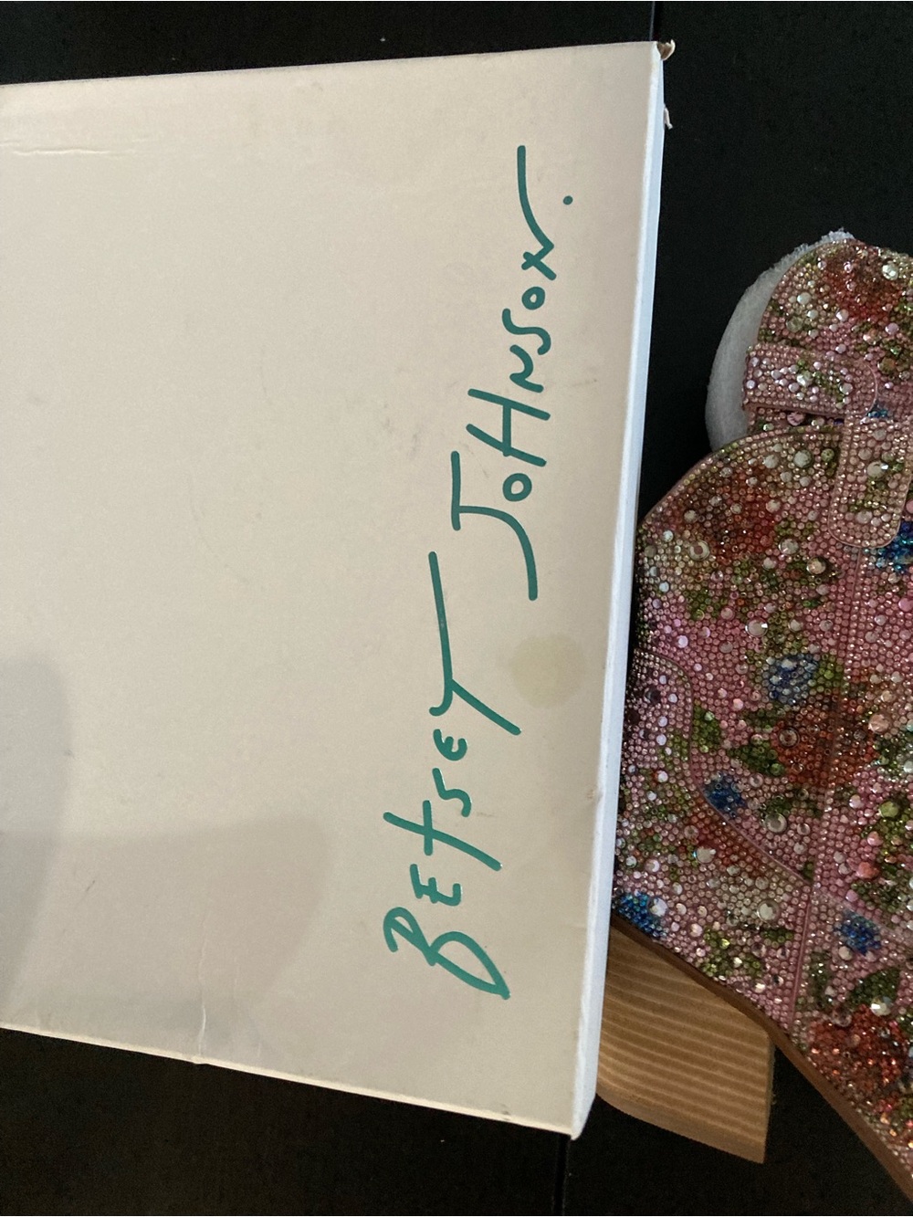 Betsey Johnson Pink Crystal Floral Ankle Boots - Picture 4 of 6